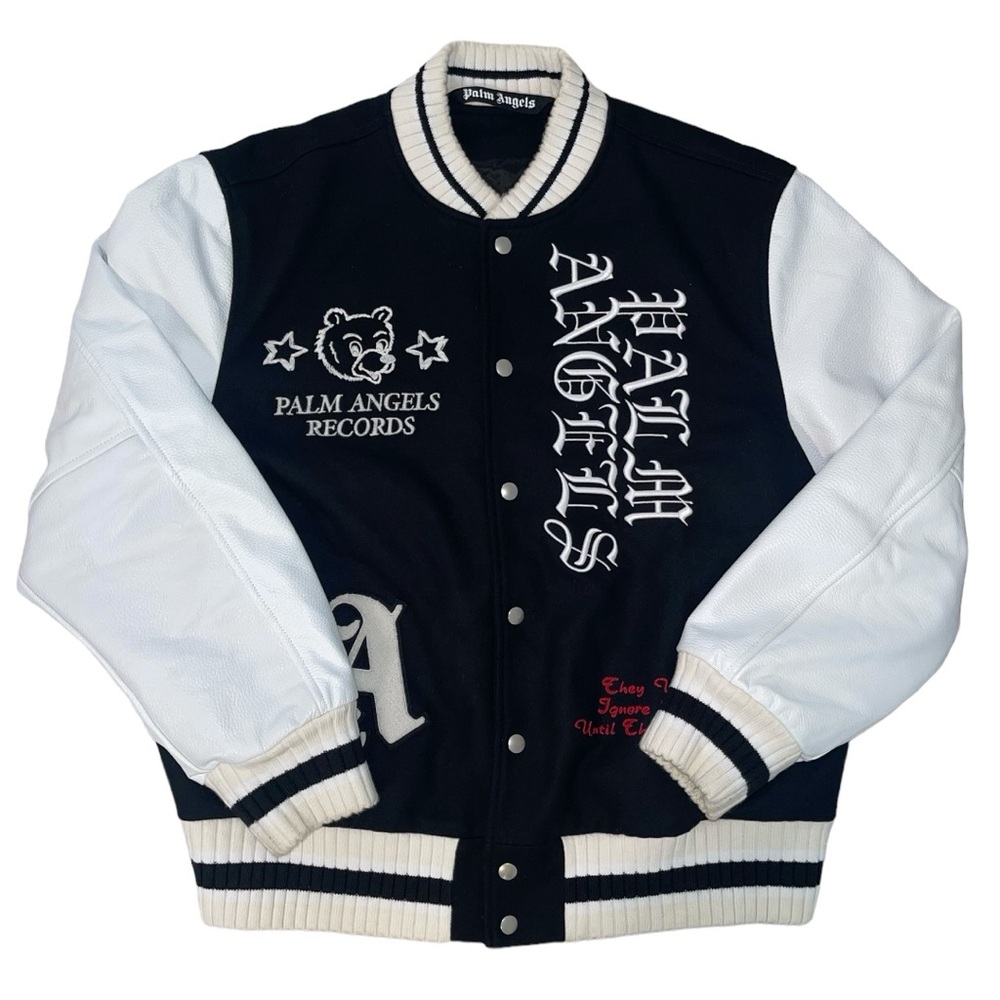 PALM ANGELS 
Smiley‎ X Burning Head Varsity Jacket - Black,Yellow - Picture 6 of 15